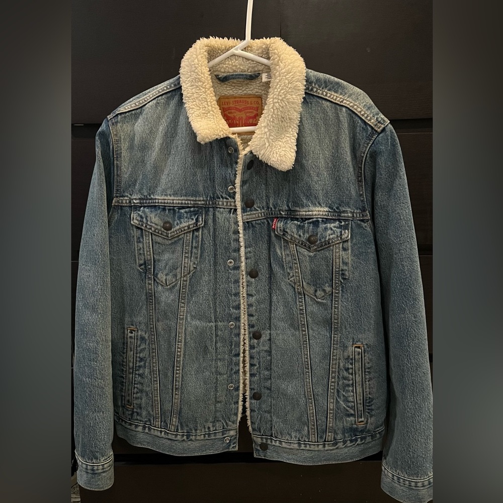 Levi’s Men’s Denim Sherpa Trucker Jean Jacket (Size:L)